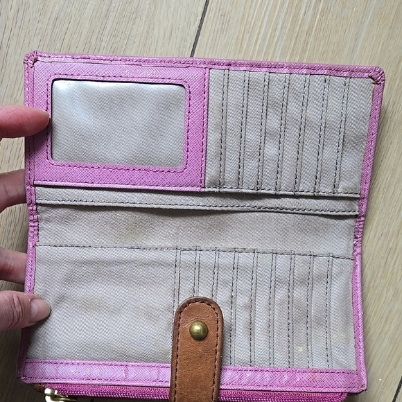 Fossil SLainie Pink/Brown Leather Clutch - Picture 3 of 6